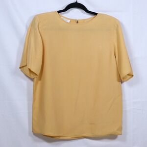 Tess Short Sleeve Blouse M Yellow Women Quiet Luxury Silk